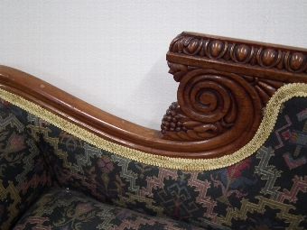 Antique Scottish Carved Oak Chaise Longue