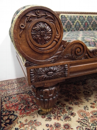 Antique Scottish Carved Oak Chaise Longue