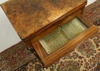 Antique Mid Victorian Burr Walnut Games/Sewing Table