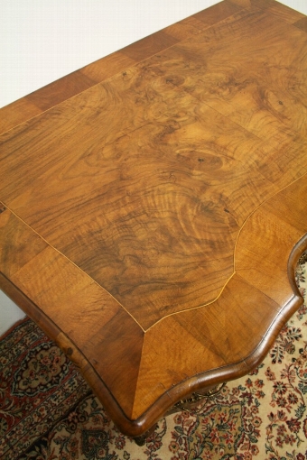 Antique French Serpentine Inlaid Walnut Desk