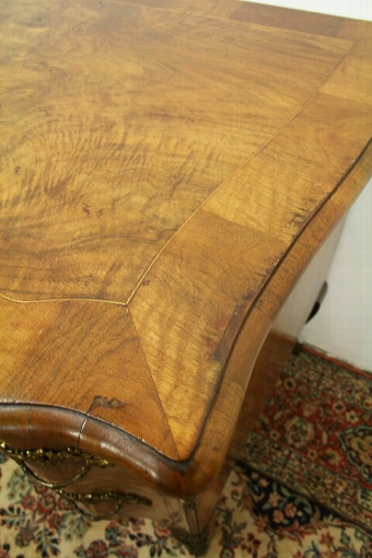 Antique French Serpentine Inlaid Walnut Desk