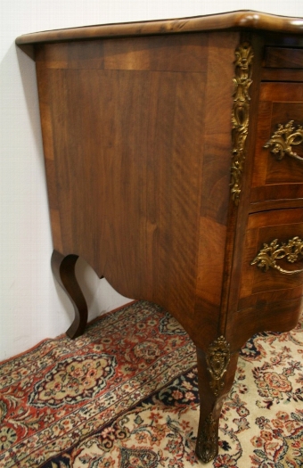 Antique French Serpentine Inlaid Walnut Desk