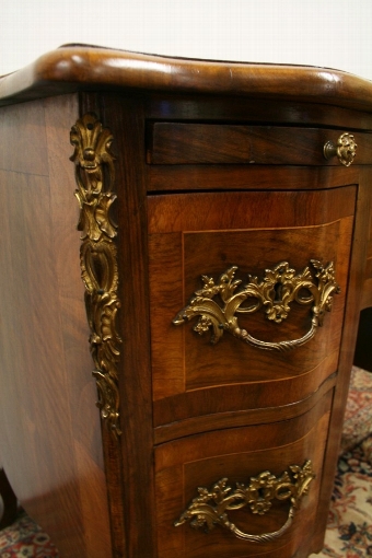Antique French Serpentine Inlaid Walnut Desk