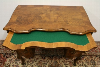 Antique French Serpentine Inlaid Walnut Desk