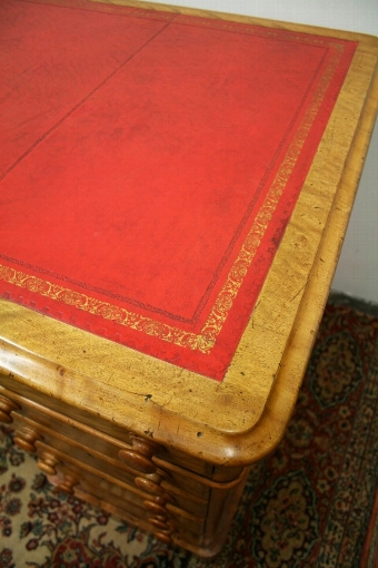 Antique Victorian Satin Birch Partners Desk