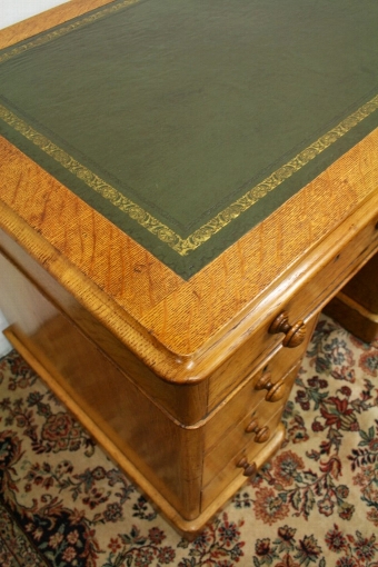 Antique Small Victorian Oak Pedestal Desk