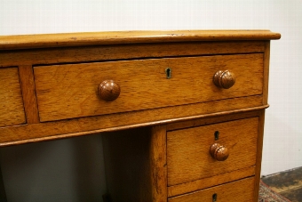 Antique Small Victorian Oak Pedestal Desk