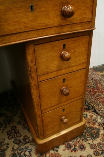 Antique Small Victorian Oak Pedestal Desk