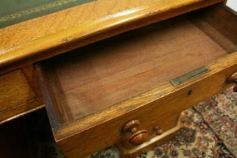 Antique Small Victorian Oak Pedestal Desk