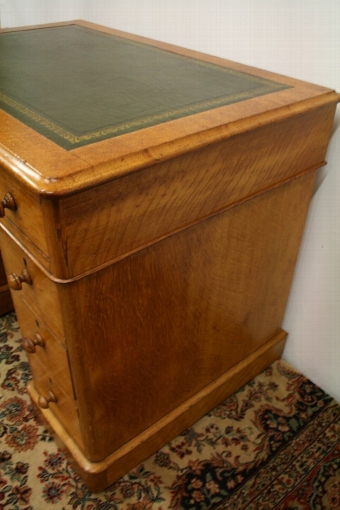 Antique Small Victorian Oak Pedestal Desk