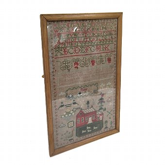Late Victorian Framed Needlework Sampler