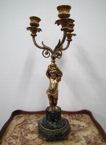 French Cast Brass and Gilded Candelabra