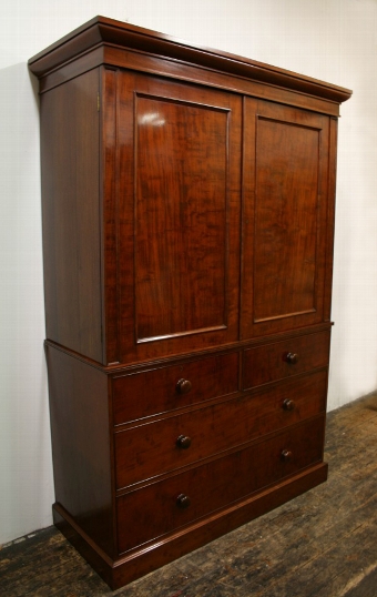 Early Victorian Spanish Mahogany Linen Press