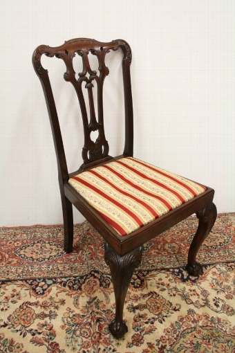 Antique Set of 8 (6 + 2) Chippendale Style Dining Chairs