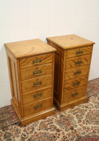 Pair of Satin Birch Bedside Cabinets