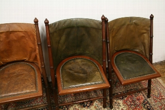 Antique Unusual Set of 4 Campaign Chairs