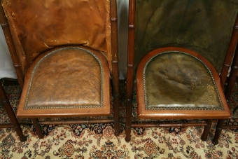 Antique Unusual Set of 4 Campaign Chairs