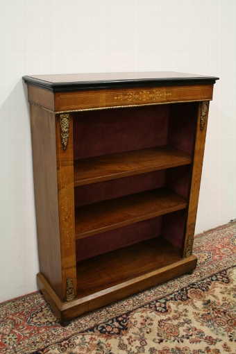 Victorian Ormolu Mounted Walnut Open Bookcase