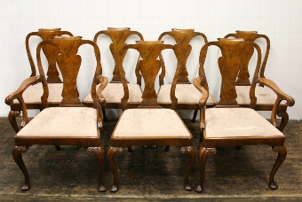 Set of 7 George II Style Walnut Dining Chairs