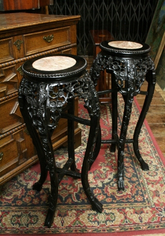 Pair of Chinese Hardwood Stands
