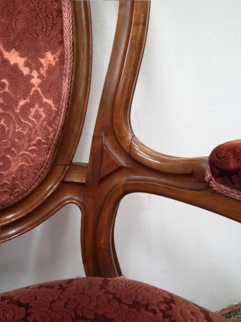 Antique Pair of Mid Victorian Carved Walnut Armchairs