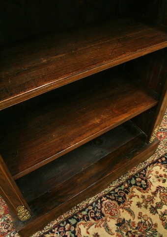 Antique Victorian Marquetry Inlaid Walnut Open Bookcase