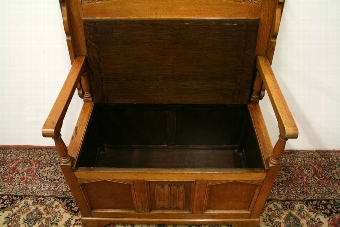 Antique Golden Oak Monks Bench