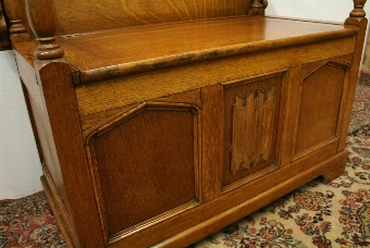 Antique Golden Oak Monks Bench