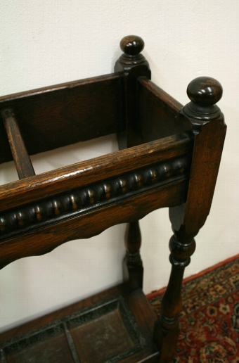 Antique Small Solid Oak Stick Stand