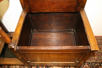 Antique Jacobean Revival Oak Monks Bench/Stick Stand