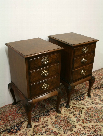 Pair of Figured Walnut Bedside Lockers