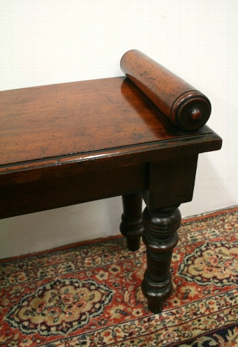 Antique Victorian Mahogany Scroll End Hall Bench