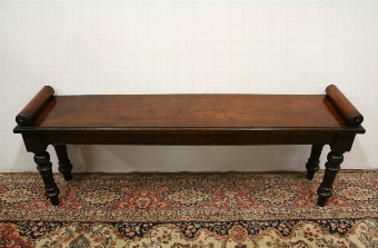 Antique Victorian Mahogany Scroll End Hall Bench