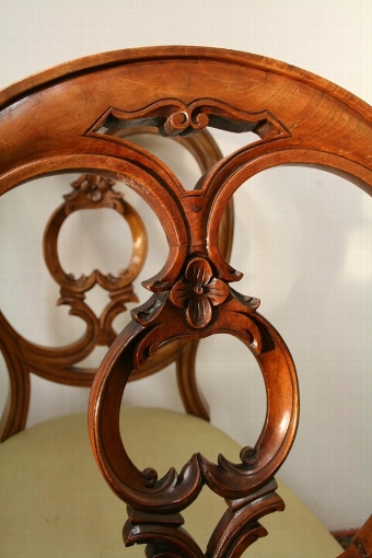 Antique Set of 10 Victorian Walnut Dining Chairs