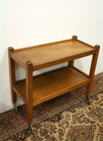 Mouseman Two Tier Oak Tea Trolley