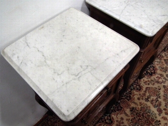 Antique Pair of French Marble Top Bedside Lockers