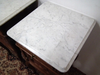 Antique Pair of French Marble Top Bedside Lockers