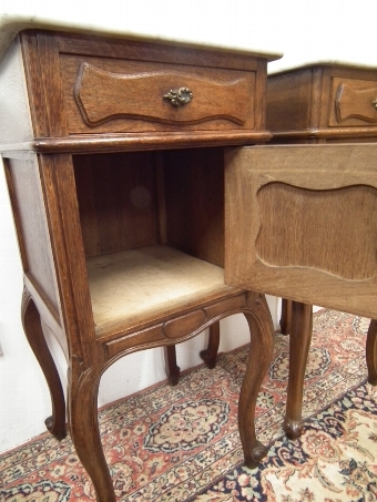 Antique Pair of French Marble Top Bedside Lockers