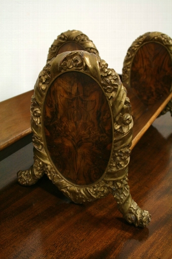 Antique Pair of Walnut Gilded Book Troughs