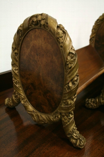 Antique Pair of Walnut Gilded Book Troughs