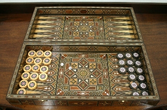 Antique Damascus Chess/Backgammon Games Box