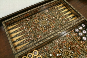 Antique Damascus Chess/Backgammon Games Box