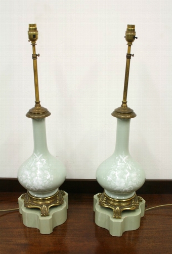 Pair of Celadon Lamps