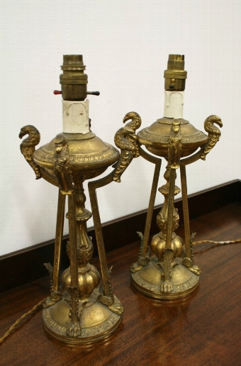 Pair of Regency Style Cast Brass Lamps