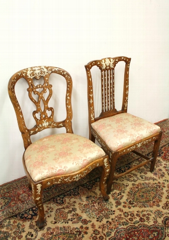 Two Ivory Inlaid Italian Chairs