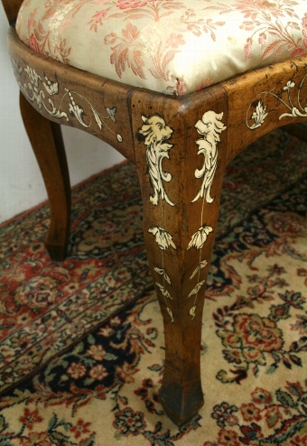 Antique Two Ivory Inlaid Italian Chairs