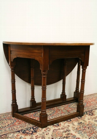 Antique Jacobean Style Demi Lune Walnut Table
