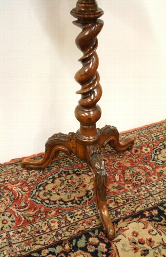 Antique Victorian Carved Walnut Wine Table