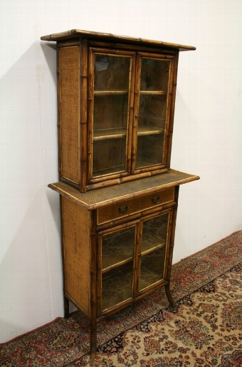 Late Victorian Bamboo Cabinet Bookcase