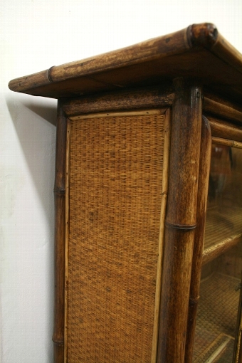 Antique Late Victorian Bamboo Cabinet Bookcase